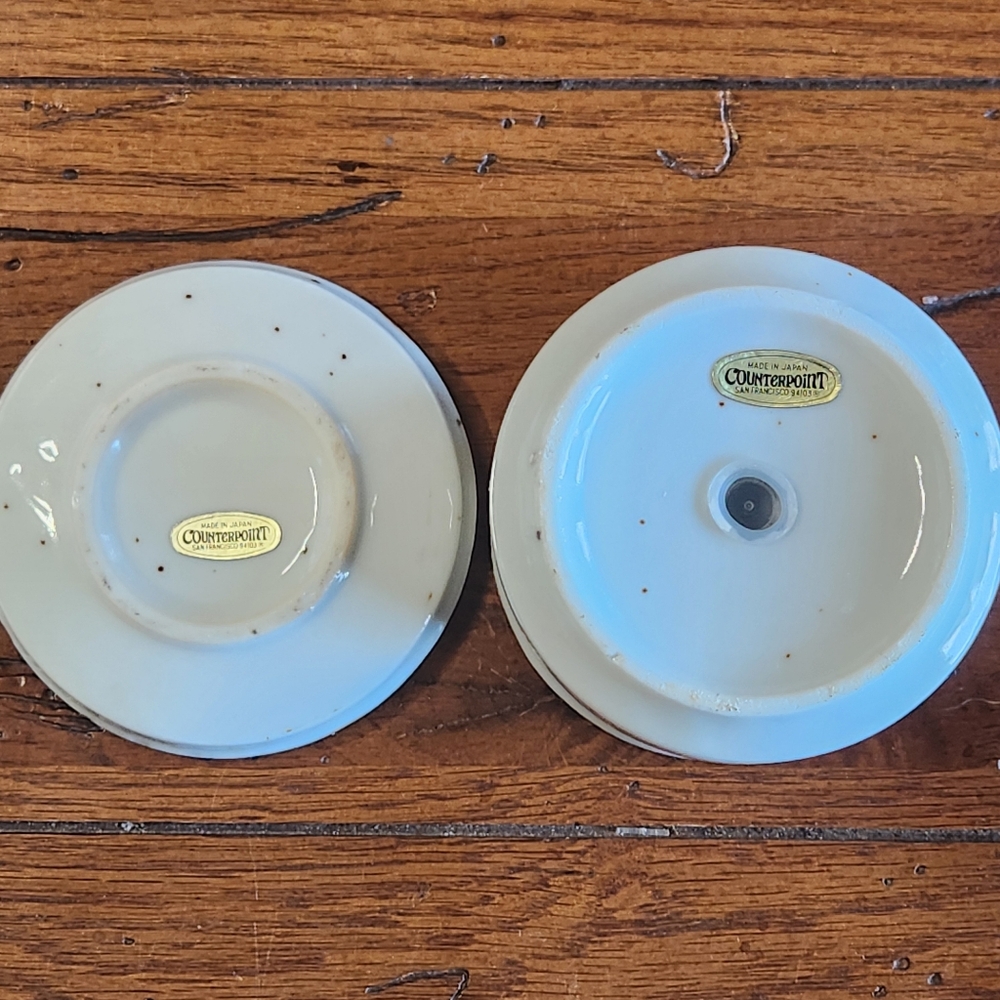 VTG Counterpoint Japan Blue Floral Planter with Saucer | 3.5” Made In Japan - Picture 12 of 12